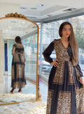فستان تايجر ساتان مبطّن أسود بنقشة نمري – شمس فاشن غزة